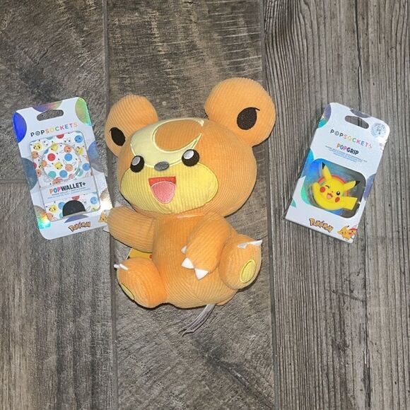 NWT Popsockets Pokémon & Pokemon Corduroy Bear plush bundle. - Picture 1 of 7